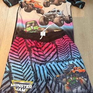 Monster Jam Boys' Monster Truck Swim Set - Pink Blue Gradient